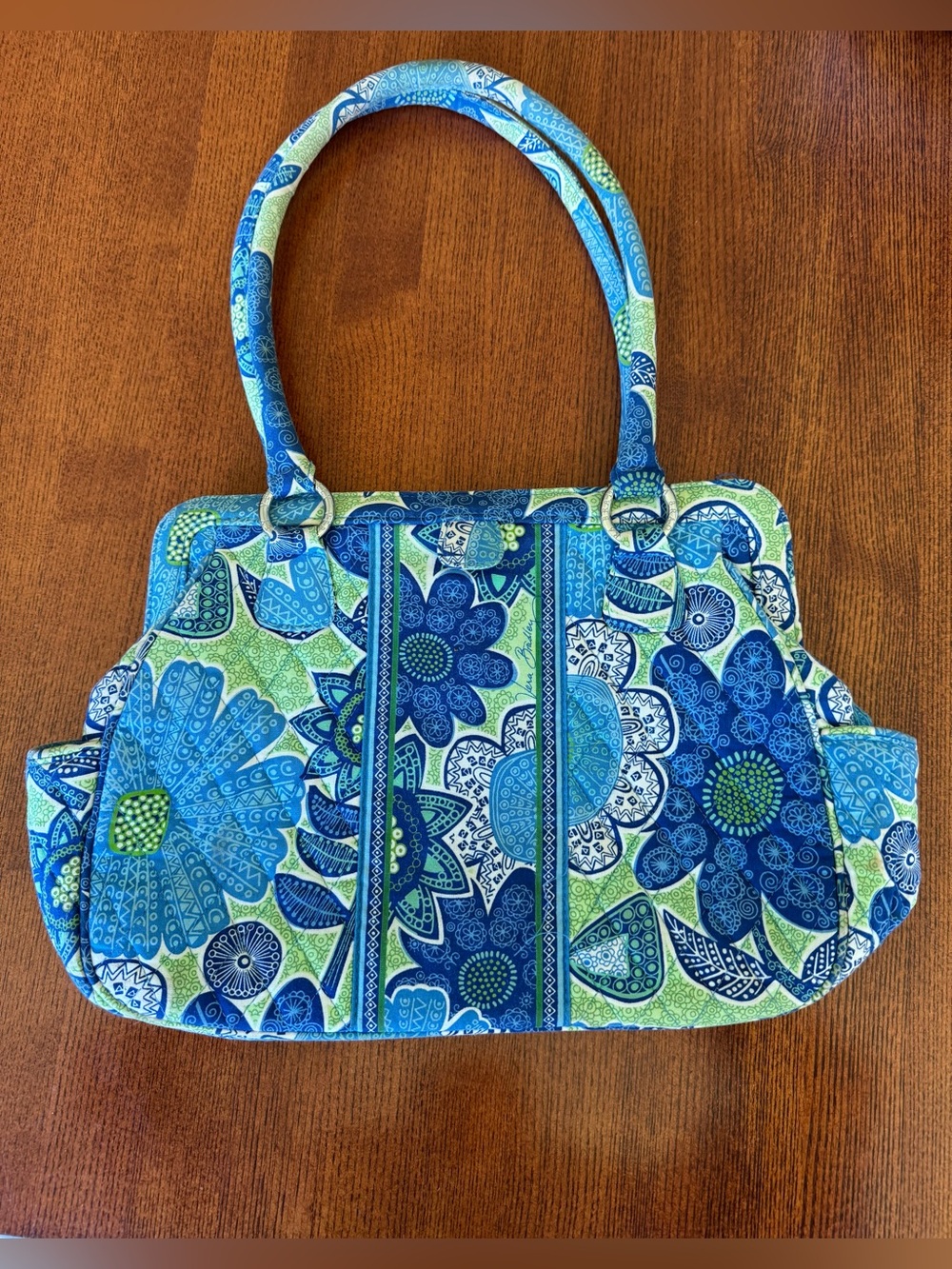 Vera Bradley Blue & Green Floral Bag - Quilted Pattern